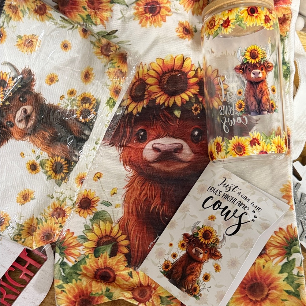 Sunflower Cow Home Decor Set